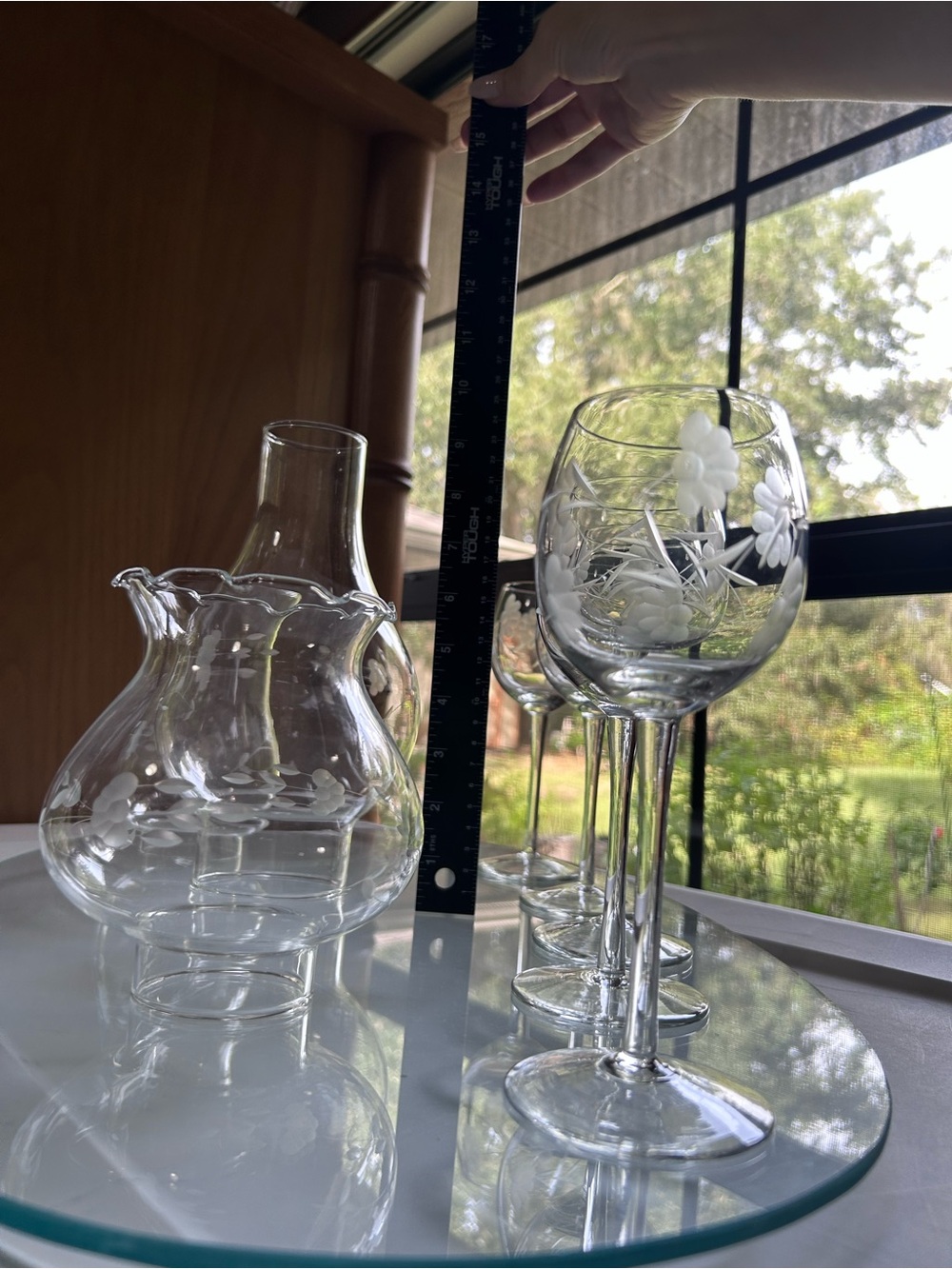 Vintage Etched Crystal Glassware Set Princess House Heritage Floral Pattern